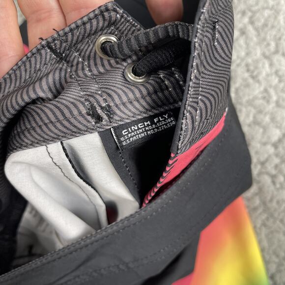 Volcom Board Shorts Men 31 Striped Mod Tech Quarta Fade Pockets Drawstring Swim - Picture 5 of 10